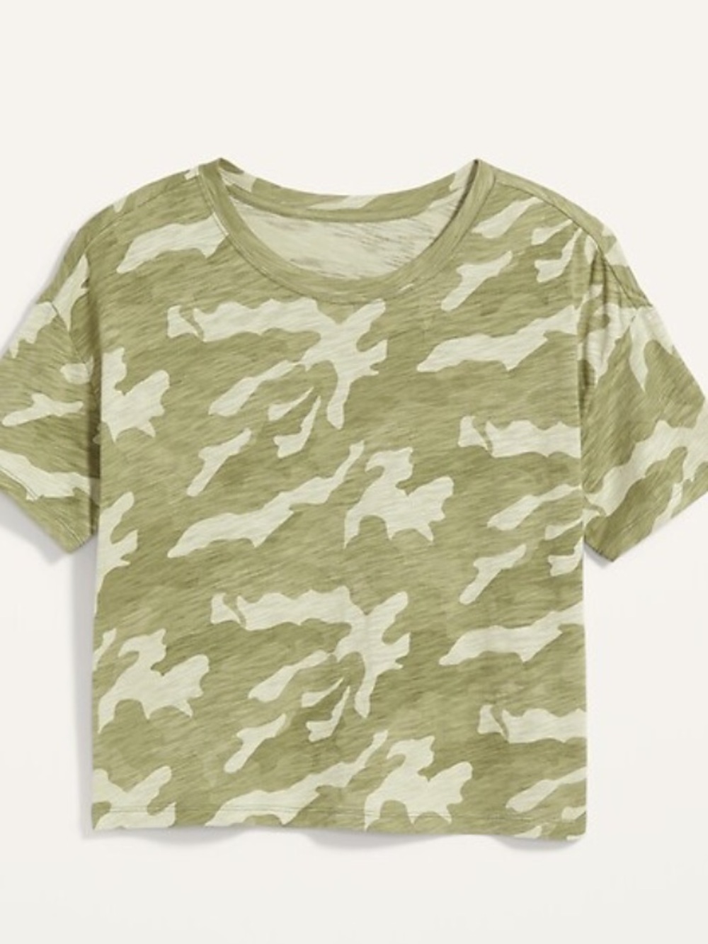 Casual Olive Camo Cropped Tee